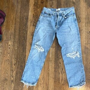 Agolde Light Blue Distressed Boyfriend Jeans